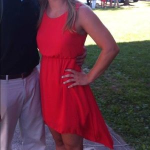 Red low high dress